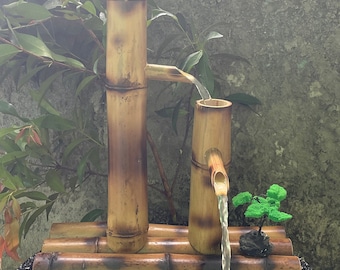 Bamboe waterornament, hoogte 40 cm, fontein Japanse stijl achtertuin vijver buiten, schommelpomp waterrad, handgemaakt shishi odoshi