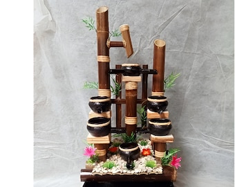 Japanese Bamboo Fountain, water fountain Kit, Backyard Pond Kit Outdoor/indoor, Rocking Pump Water Wheel Fountain, water features for patio