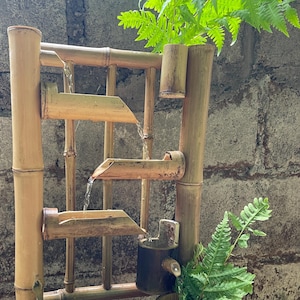 Water Fountain Bamboo Kit, Natural Fountain Japanese Style Backyard Pond Outdoor, Rocking Pump Water Wheel ,shishi odoshi handmade