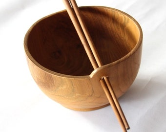Noodle bowl with chopsticks, Japanese style ramen Bowl, Housewarming Gift, chopstick bowl set, soup bowl, salad bowl wooden | Gift Set