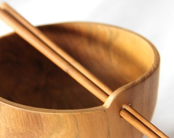 Japanese Style Solid Wooden Bowl Set - Handcrafted Soup, Rice & Noodle Bowl (Small Size) - View #5