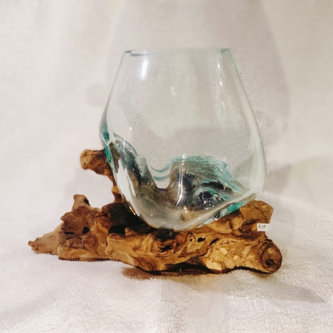 Glass Wood Terrarium Glass Vase on Root Wood Large Terrarium Etsy