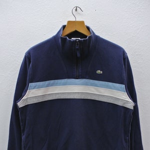 Vintage Lacoste Club Sweatshirt Minimalist Logo Stripes Street Wear Designer Casual Jumper Pullover Size 5 Pick!