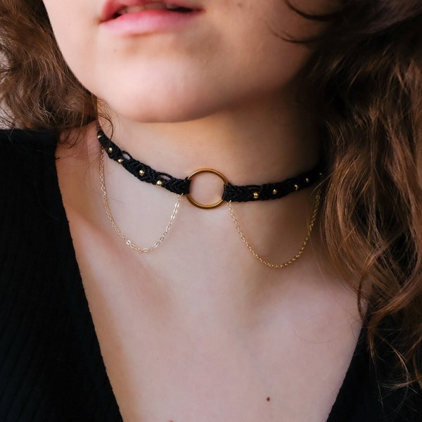 Choker • Colier • Makramee Halskette • Ketten • vergoldet