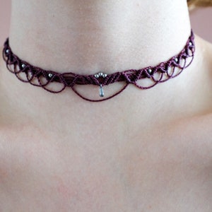 Stainless steel macrame choker with beads