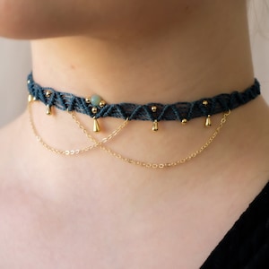 Choker Lanturi Makramee Halskette Ketten 24 Karat Vergoldet Schmuck Bild 1