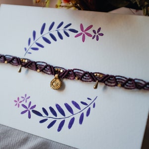 Makramee Choker Soare Halskette Halsband Boho Schmuck 01 Plum