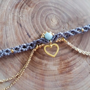 Macrame choker with chains and heart pendant Iubi image 4