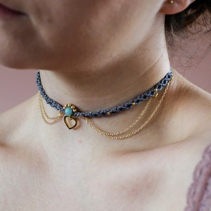 Macrame choker with chains and heart pendant Iubi image 8