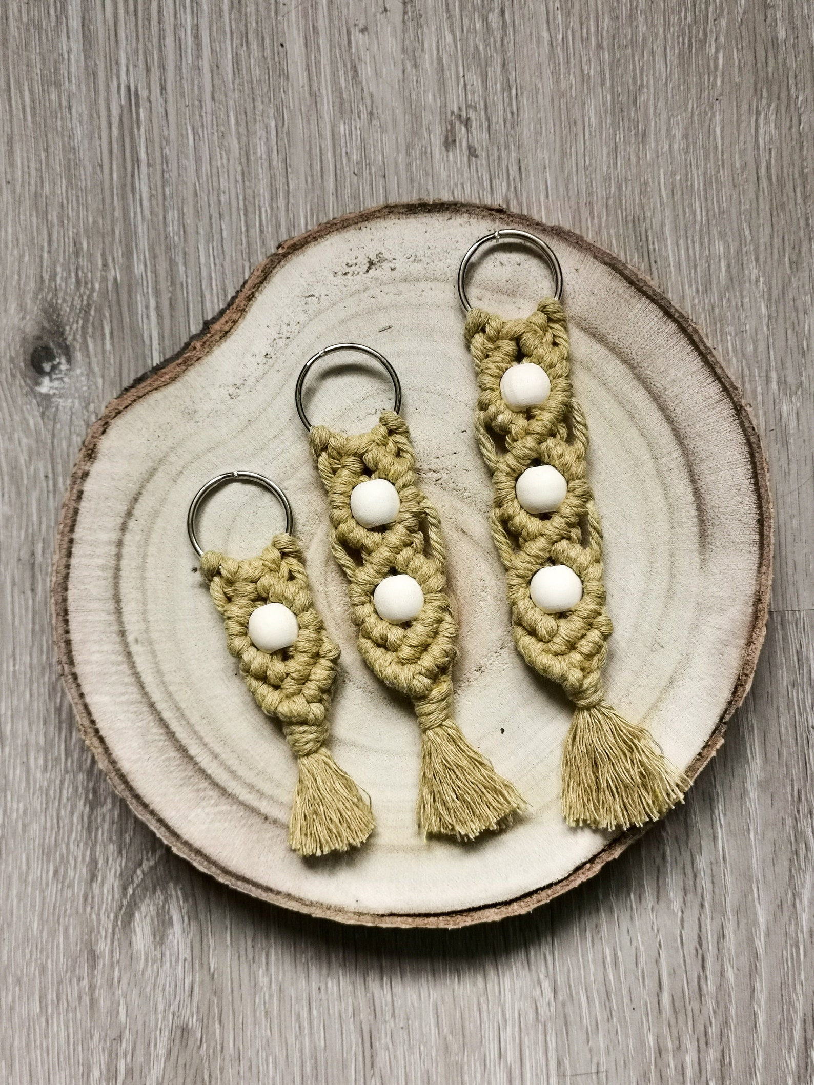 Macrame keychain with wooden balls or letters personalized Etsy