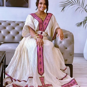 SIMPLE Yet Elegant habesha Ethiopian cotton dress imagem 2