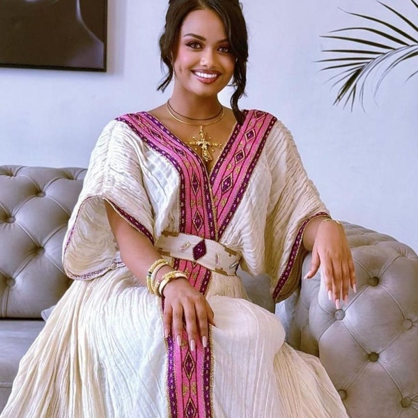 EINFACHES und dennoch elegantes Habesha-Kleid aus äthiopischer Baumwolle
