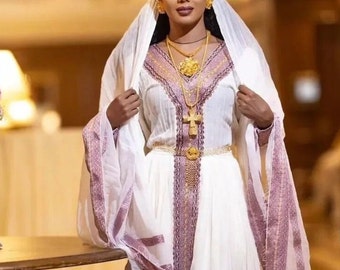 Modernes blaues äthiopisches Kleid