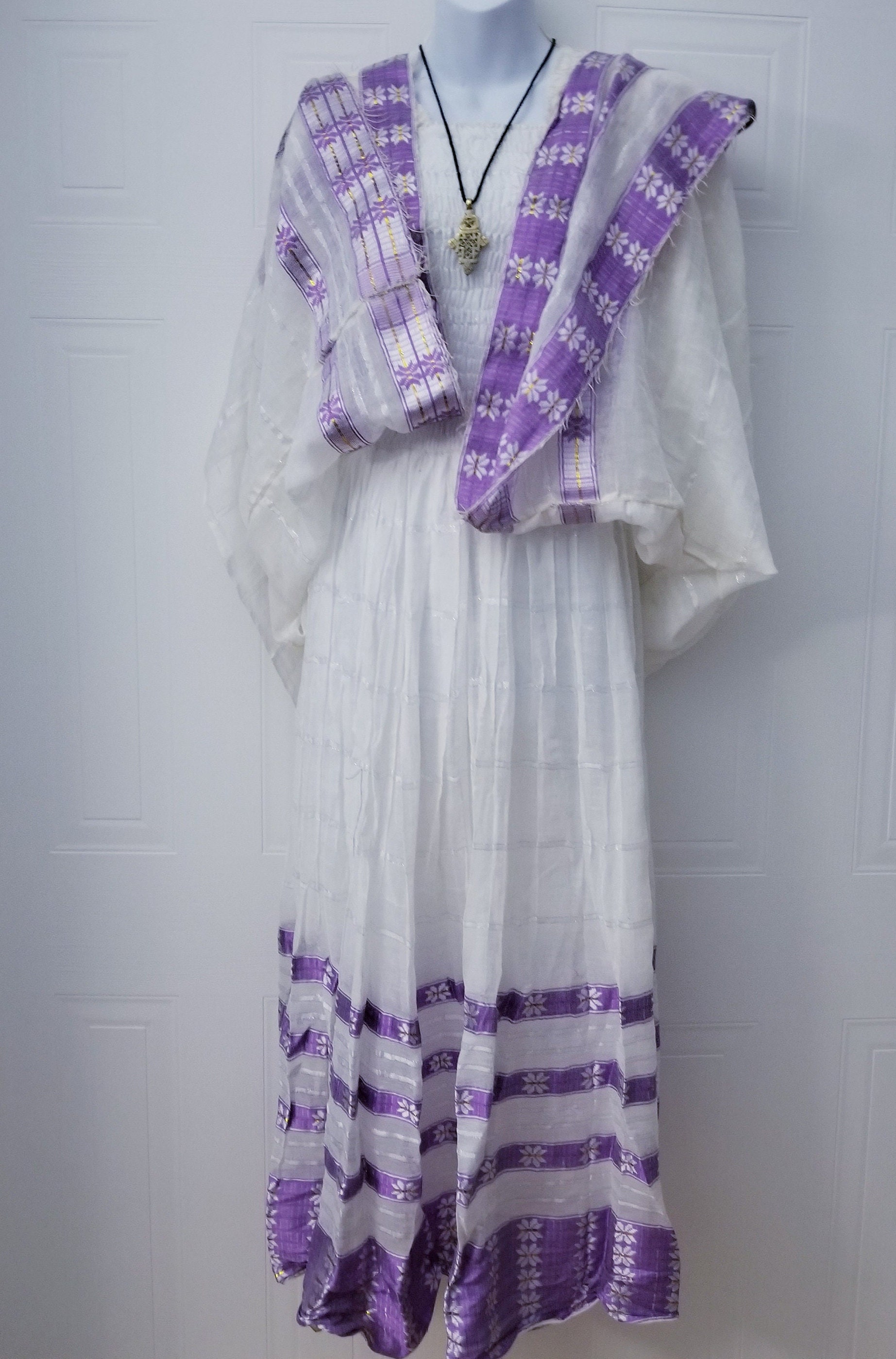 Kids' Black and Purple Design Habesha Dress main image 1