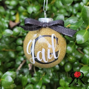 Custom Initial Ornament, Letter Name Ornament, 2024 Family Ornament, Personalized Glitter Ball, Christmas Gift Keepsake, Monogram Ornament