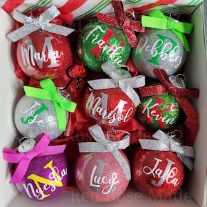 Personalized Christmas Ornaments, Glitter Name Ornaments, Monogram Name Ornaments, Custom Ornaments, Glitter Christmas Ball, Christmas Gifts