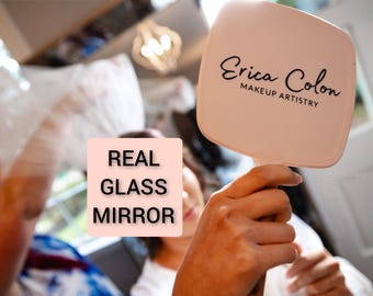 Personalized Handheld Mirror, Custom Logo, Makeup Artist Mirror, Lash & Brow Artist Mirror, Custom Mirror, Hair Stylist Gift, Salon Mirror
