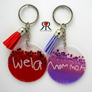 Actual Handwriting Keychain, Custom Keychain, Glitter Keyring, Personalized Gift, Handwritten Gift, In Memory Keepsake, Purse Charm Name Tag