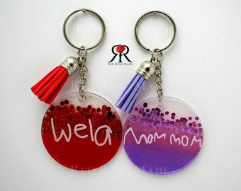Actual Handwriting Glitter Keychain • Custom Personalized Keepsake • Meaningful Gift With Your Real Handwriting • Bible, Bag, Backpack Charm