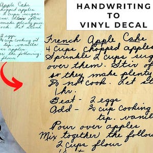 Handgeschriebenes Rezept Aufkleber, Handschrift Aufkleber, Lieben Menschen Schreiben, Benutzerdefiniertes Etikett, Schneidebrett Aufkleber, In Erinnerung Geschenk, Vinyl Aufkleber