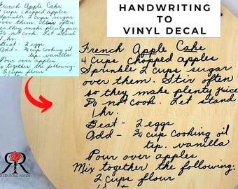 Handwritten Recipe Vinyl Decal • Custom Handwriting Sticker • Personalized Recipe Transfer • Meaningful Keepsake Kitchen Gift Decal: Custom