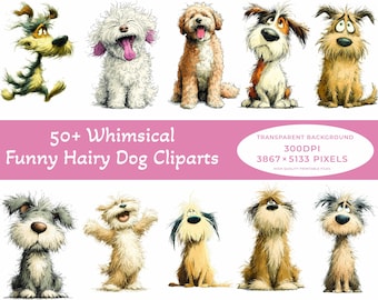 Clipart de perro loco caprichoso Cachorro de dibujos animados peculiar PNG transparente Alta resolución 300 DPI