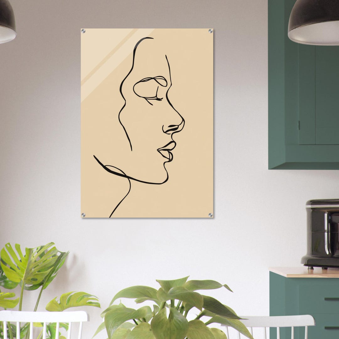 Minimalist Line Art Face Acrylic Wall Art Modern Abstract Portrait Home ...