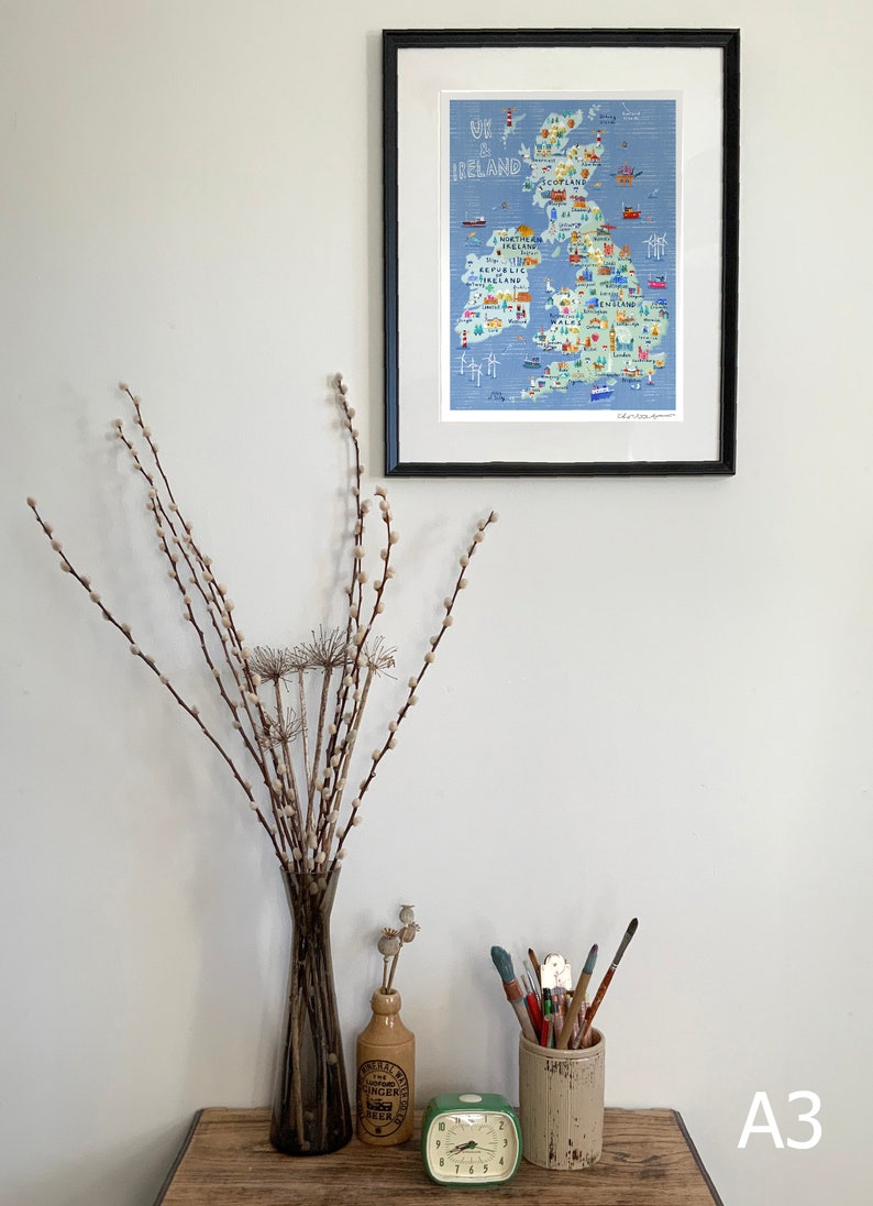 UK Illustrated Mapgiclee Print. UK Illustrated Map. UK Poster Etsy