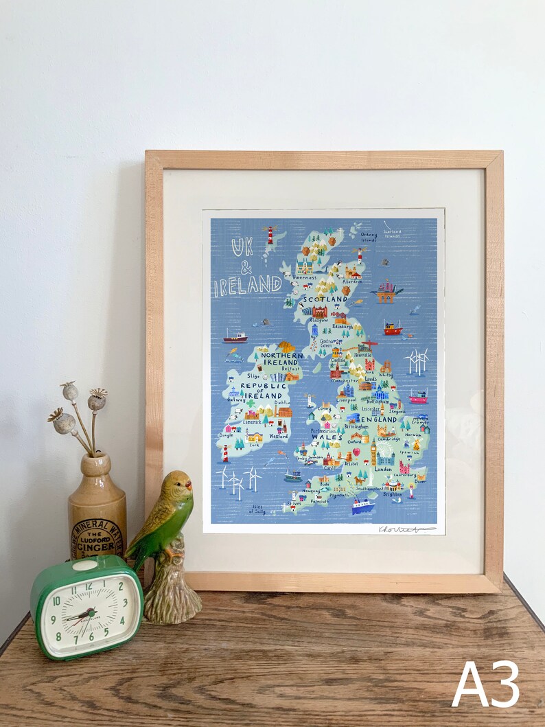 UK Illustrated Mapgiclee Print. UK Illustrated Map. UK Poster Etsy