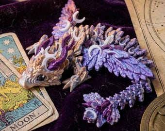 Iridescent Celestial Lunar Dragon Fidget| Articulated Desk Companion & Bookshelf Decor for Readers
