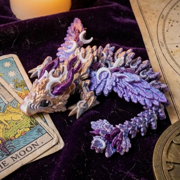 Iridescent Celestial Lunar Dragon Fidget| Articulated Desk Companion & Bookshelf Decor for Readers