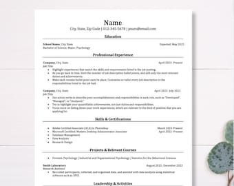 Professional Student & Graduate Resume Template | Microsoft Word, Google Docs, University, Sorority, College, ATS Friendly, Digital, Modern