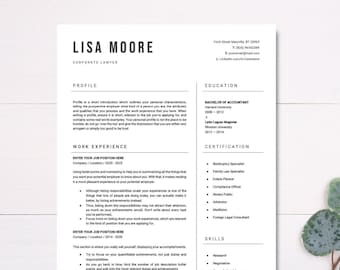 Lawyer Resume Template CV | Attorney Resume | Legal Resume | Professional | Executive | Google Docs, Microsoft Word, ATS Friendly |