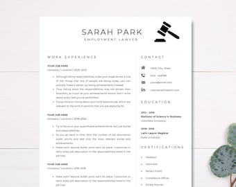 Lawyer Resume Template CV | Attorney Resume | Legal Resume | Professional | Executive | Google Docs, Microsoft Word, ATS Friendly |