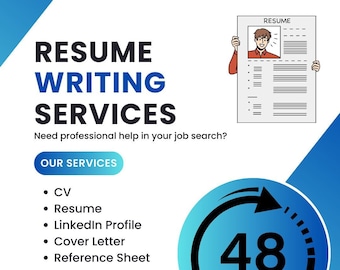 Resume Writing Service | CV, LinkedIn Profile, Cover Letter, Reference Sheet | Custom, Rush, Professional, ATS Friendly, Executive, Modern |