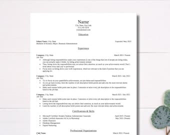 Modern Resume Template Google Docs Microsoft Word ATS Friendly