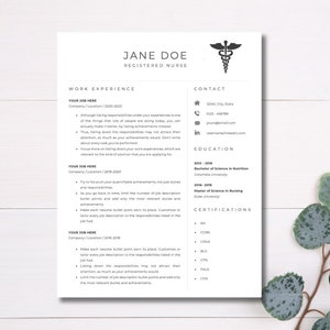 Nurse Resume Template CV for Google Docs, Word | Medical, Doctors, Physicians, Medical Assistants, Travel RN, CNA, Nursing, Professional |