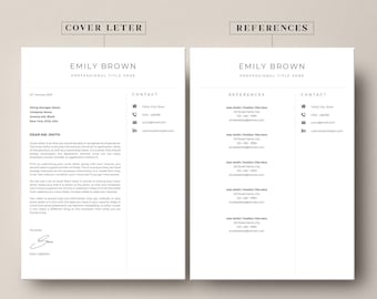 Cover Latter & Reference Template Package | Word, Google Docs, Pages | Clean, Creative, Professional  | CV, ATS Friendly 2024, Resume |
