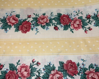 1/2 yd Vintage Floral Stripe di VIP Cranston Print Works Tessuto di cotone