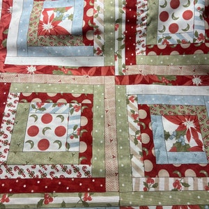 1/2 Yd “Winter” Christmas Log Cabin  Print By  Minick -and Simpson for Moda Cotton Fabric