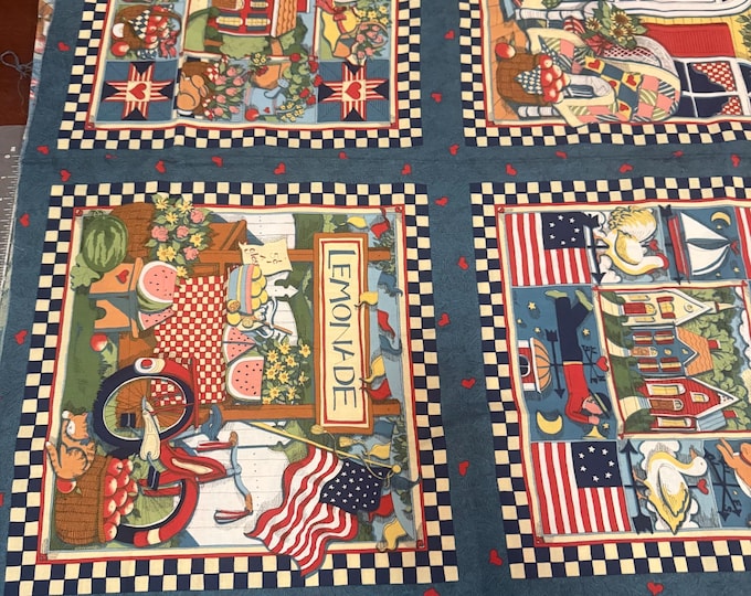Vintage 1994 Susan Winget Summer Patriotic Fabric Panel by Fabric ...