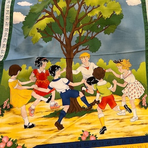 Recess Vintage Children Cotton Fabric Panel by American Jane Sandy Klop for Moda