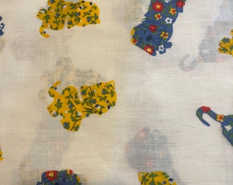 1/2 yd Vintage Lightweight Calico Cat Dog Cotton Fabric