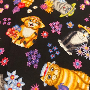 1/2 yd Allover Cat Print cotton fabric by Timeless Treasures