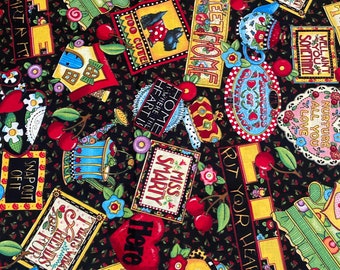 FAT QUARTER Mary Engelbreit-motto's katoenen quiltstof H