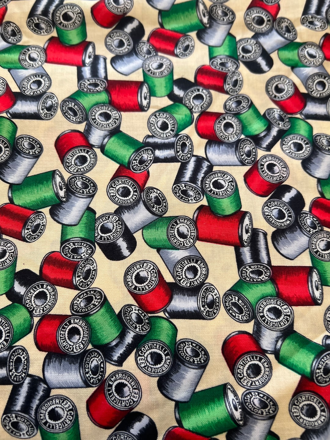Sewing Printthread 1/2 Yd “english Sewing Basket” Thread Print Designed by the Woodrow ...
