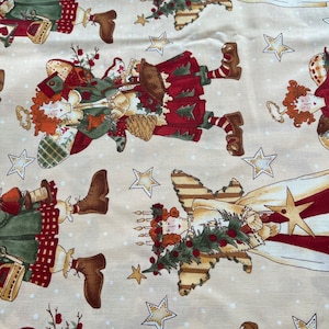 1/2 Yd  Vintage 1994 Alexander Henry “Ragg Angels ” Primitive Angel Cotton Fabric