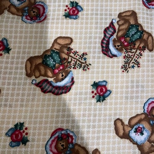 1/2 Yd VINTAGE  Daisy Kingdom “Ted E Bear Christmas” Tossed Cotton Fabric