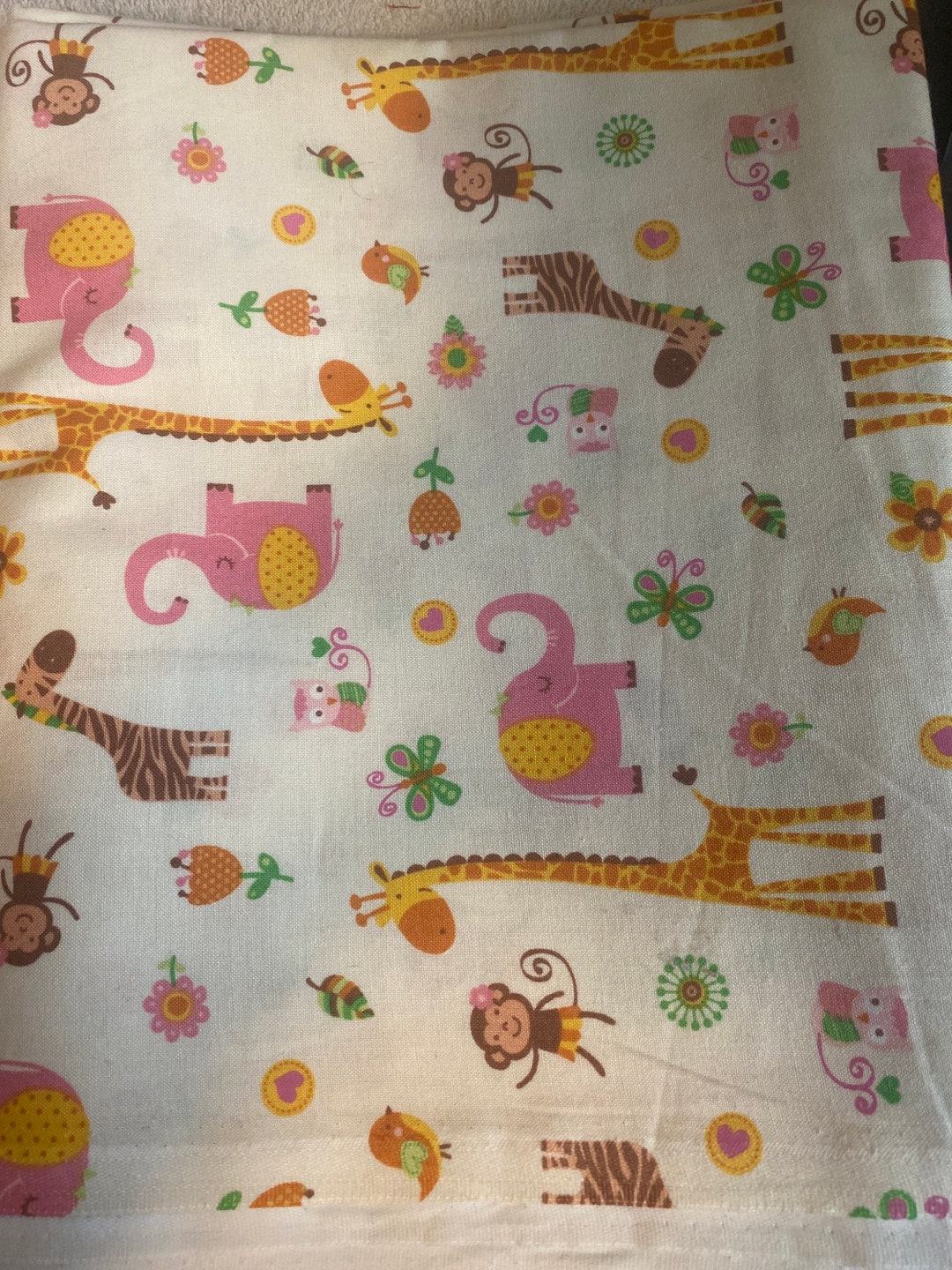 1/2 Yd All Over Animal Fabric Monkey Giraffe Elephant by Joanns Cotton