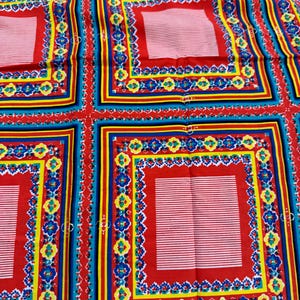 Tela de algodón con estampado de tramposos vintage de los años 70, 1/2 yarda